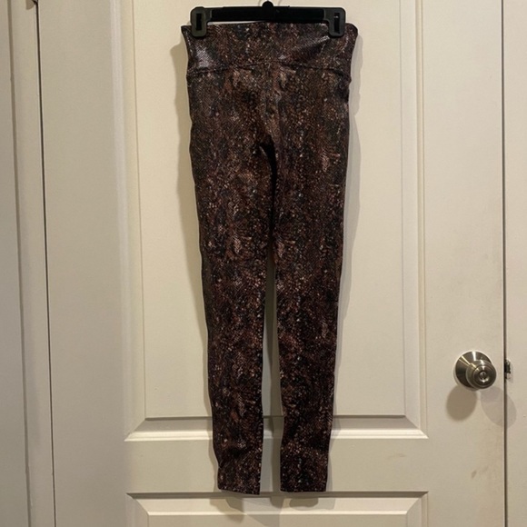 Spanx Faux Leather Snake Shine Leggings in Color Mocha Snake - Picture 5 of 5